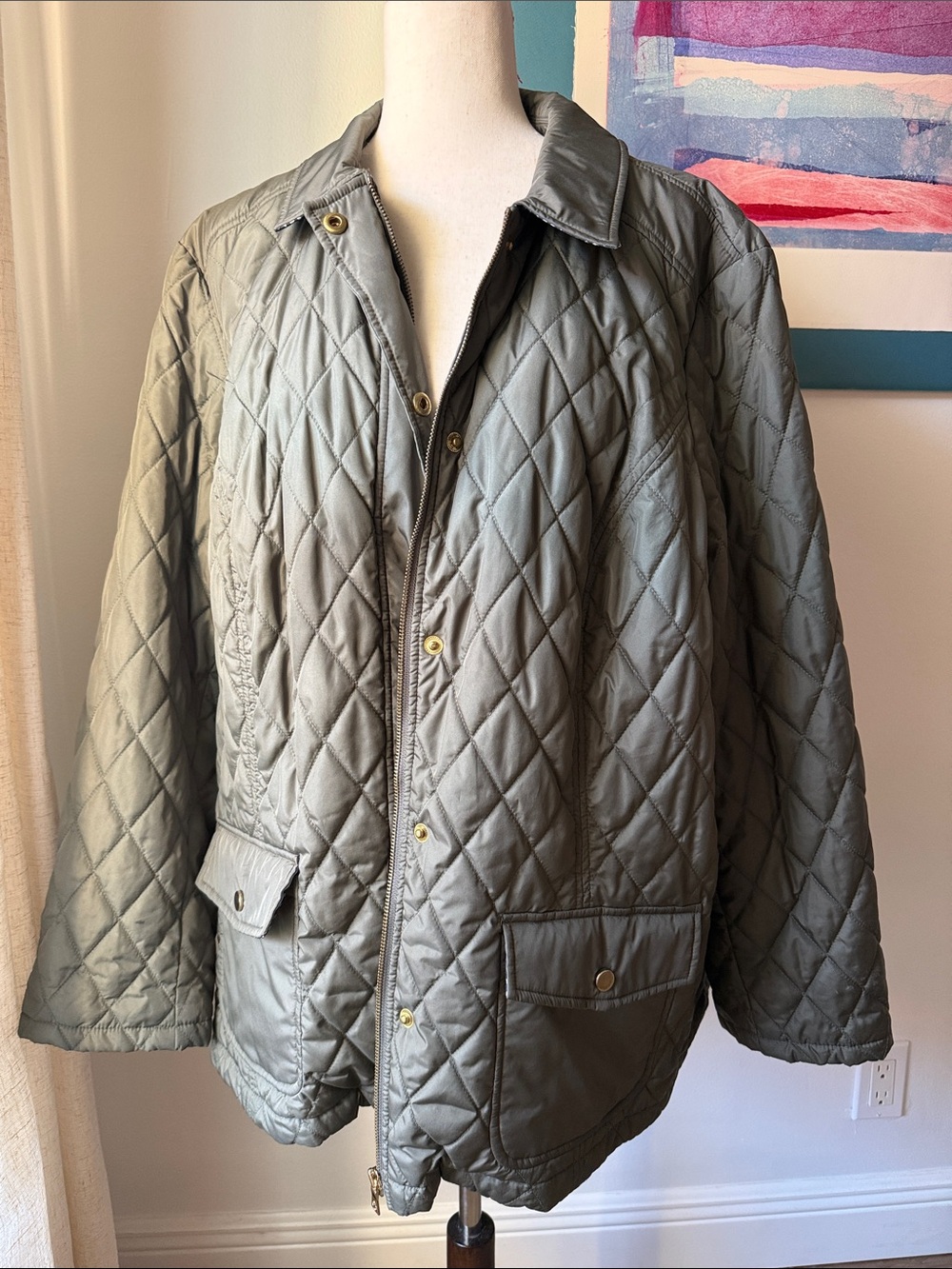 Charter Club Quilted Lightweight Jacket in Olive